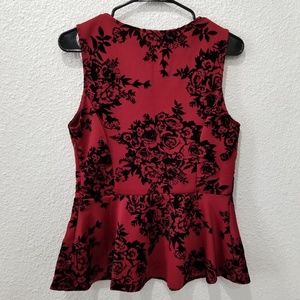 Forever 21 Tops - Forever21 peplum size L blouse black flowers Forever 21 Tops - Forever21 peplum size L blouse black flowers